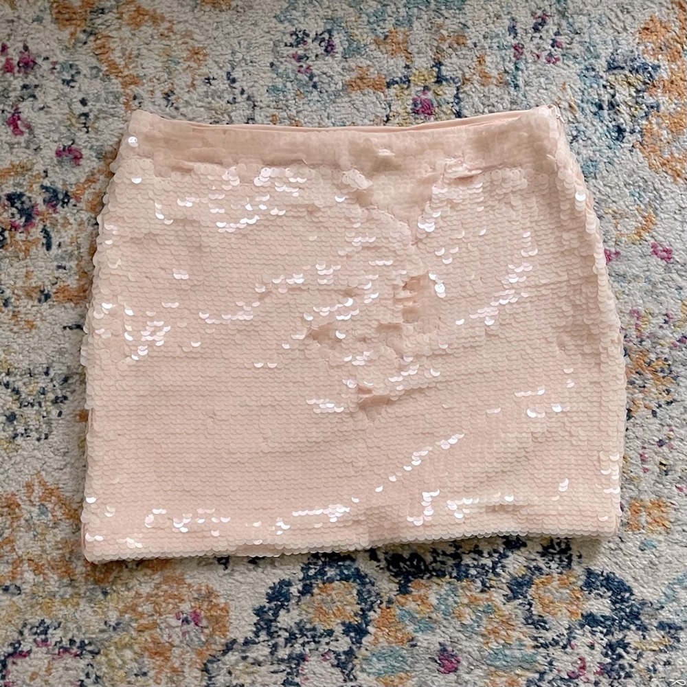 Peach sequin mini skirt